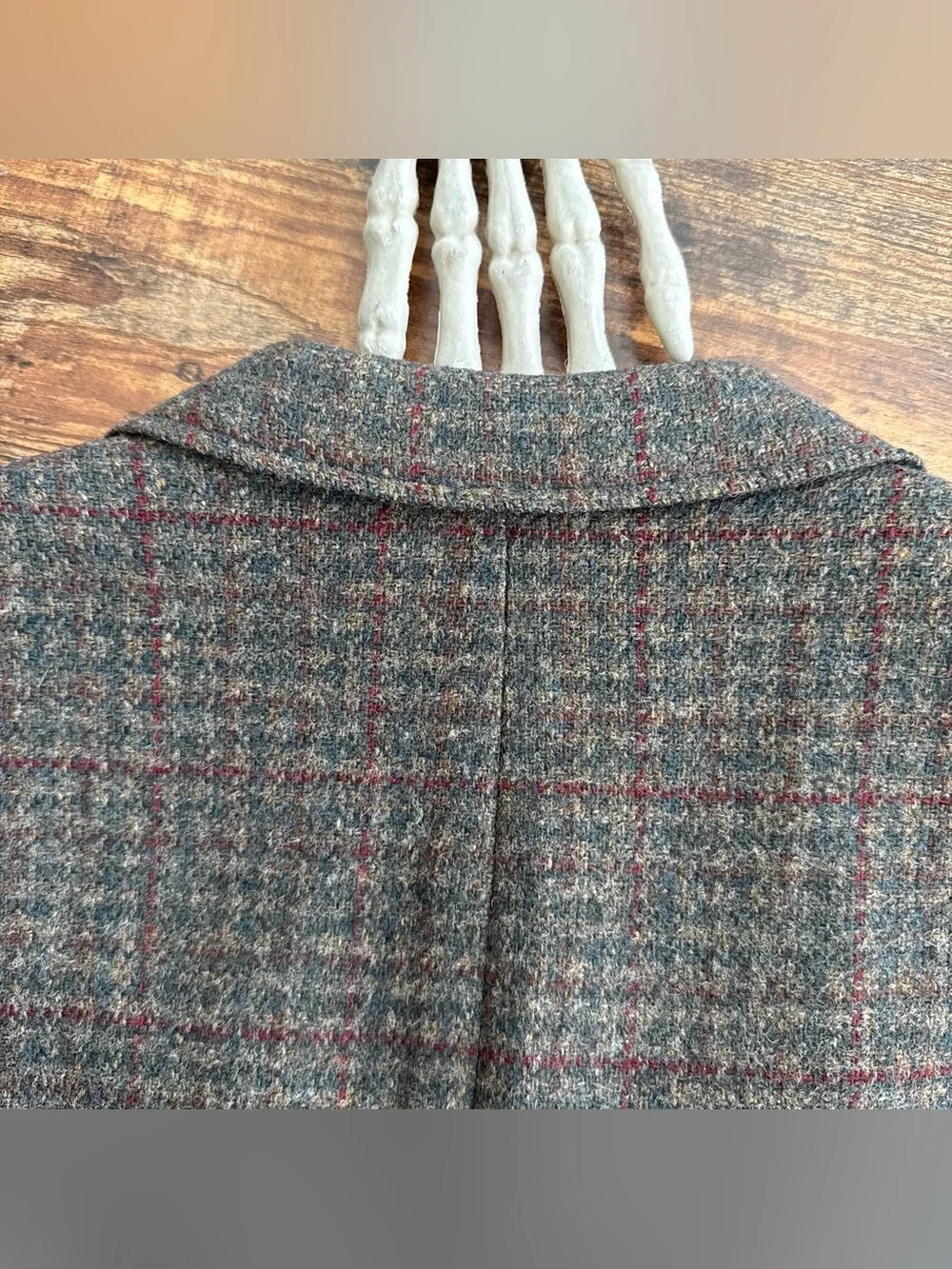 Vintage 50s 60s Tweed Wool Lined Houndstooth Plaid Blazer ~ Size M / 40R